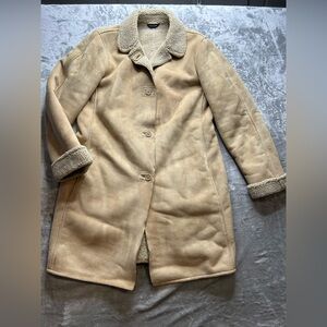 Lands End Women's Tan Shearling Coat